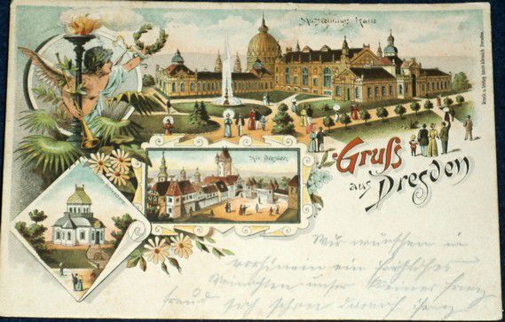 Německo: Dresden 1900 litografie