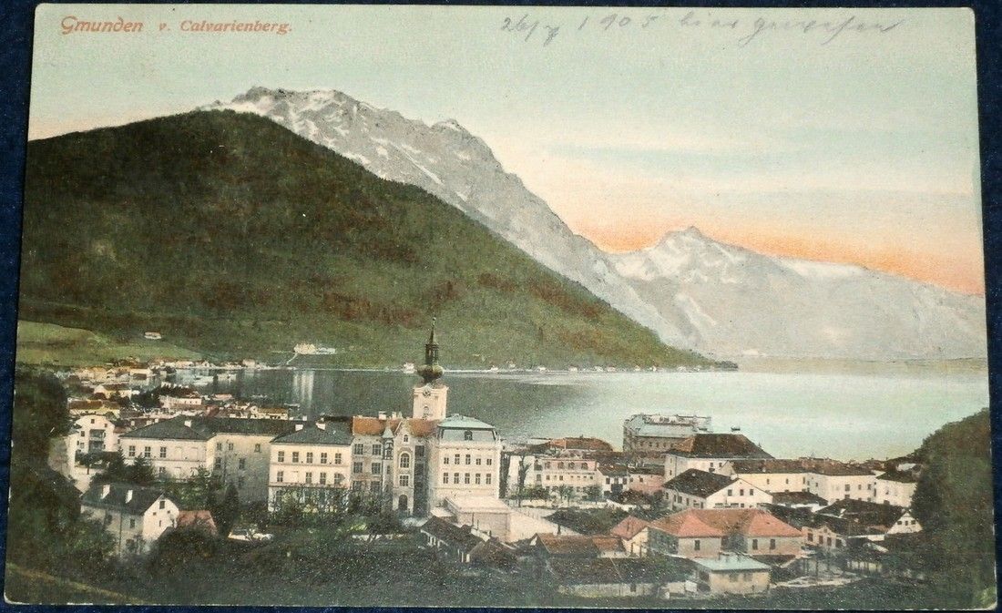 Rakousko - Gmunden, celkový pohled na město cca 1910