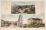 Bečov (Hochpetsch): celkový pohled, náměstí, škola 1925