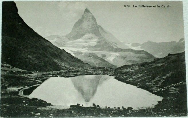 Alpy: Le Riffelsee et le Cervin (ledovcové jezírko, kolem r. 1910)