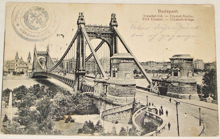 Maďarsko Budapešť: Alžbětin most (Elisabet-Brücke) 1918