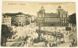 Německo: Dresden Postplatz  lidé, tramvaje 1925