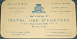 stará vizitka: Bordeaux - Hotel Des Pyrénées