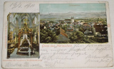 Bohosudov: celkový pohled, oltář litografie 1904