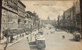 Praha Václavské náměstí: tramvaje cca 1910