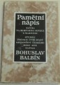 Balbín Bohuslav - Pamětní nápis