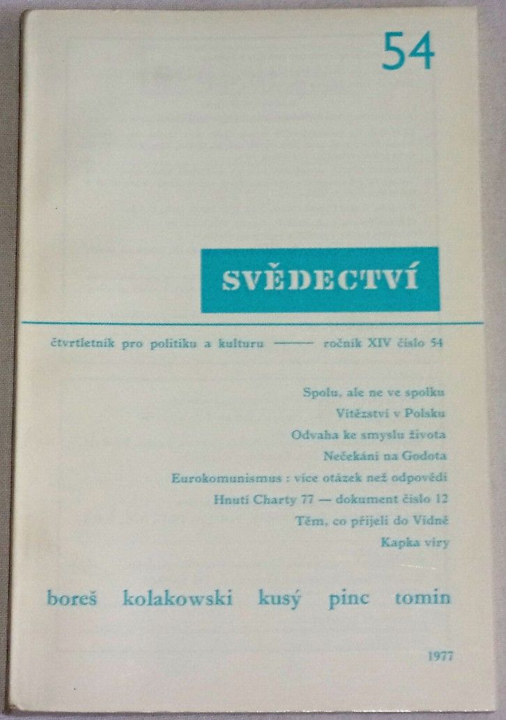 Svědectví č. 54/1977, ročník XIV.