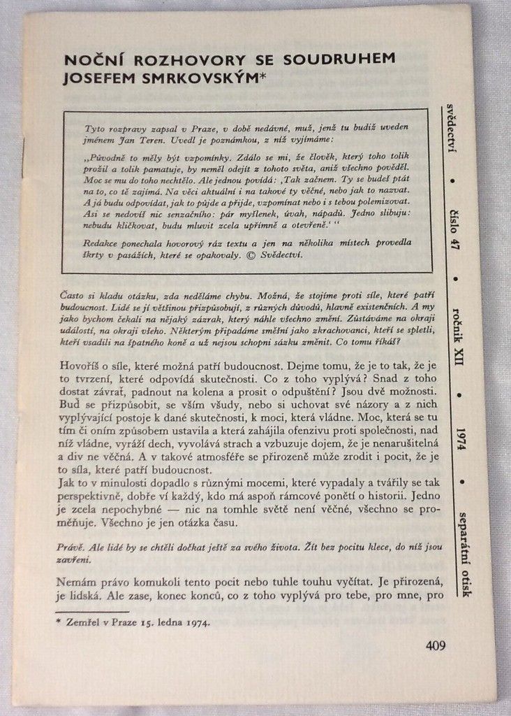 Svědectví č. 47/1974, ročník XII.